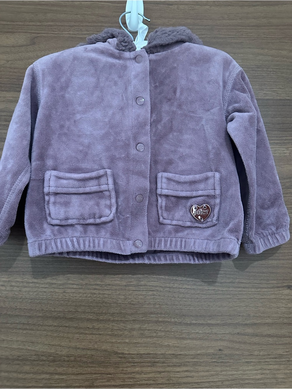 Juicy Couture toddler Plush Hooded Jacket in Dusty Mauve size 18 months
